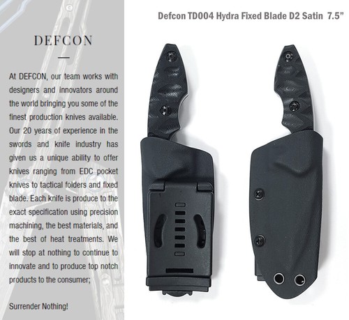 Bushcraft Messer Survival Defcon Hydra Klingenstahl D2 Griff G10 Kydex Etui TD004 - Bild 5 von 15