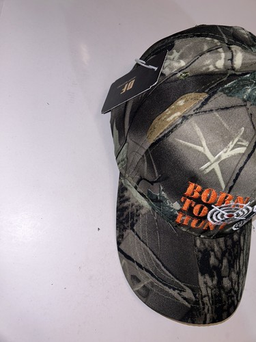 'Born To Hunt' Dear Head Camo Casual Adj Strap Cap One Size Fits All - Picture 9 of 12