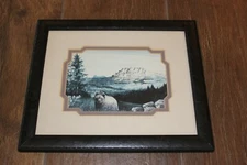 Nancy Balyeat Framed Matted Under Glass Bear Mountain Scene! Hidden Verse! 9x11.