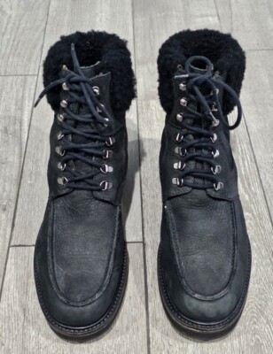 Cole Haan  Black Suede Faux Fur Lined Chukka Ankle Boots Lace Up C20842 Size 10 Amazon.com | Cole Haan Men main image 4
