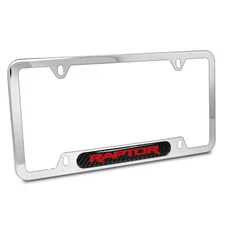 Ford F-150 Raptor in Red Carbon Fiber on Chrome Stainless Steel License Frame