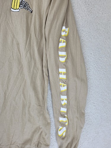 Eighty-Eight Bad Habits Shirt Mens M Beige Beer Glass Embroidery Funny Crew Neck - Picture 14 of 19