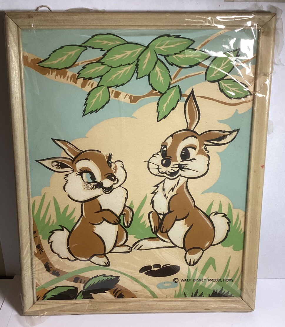 Vintage Walt Disney Thumper & Miss Bunny Twitterpation Picture Vintage Walt Disney Thumper & Miss Bunny Twitterpation Picture