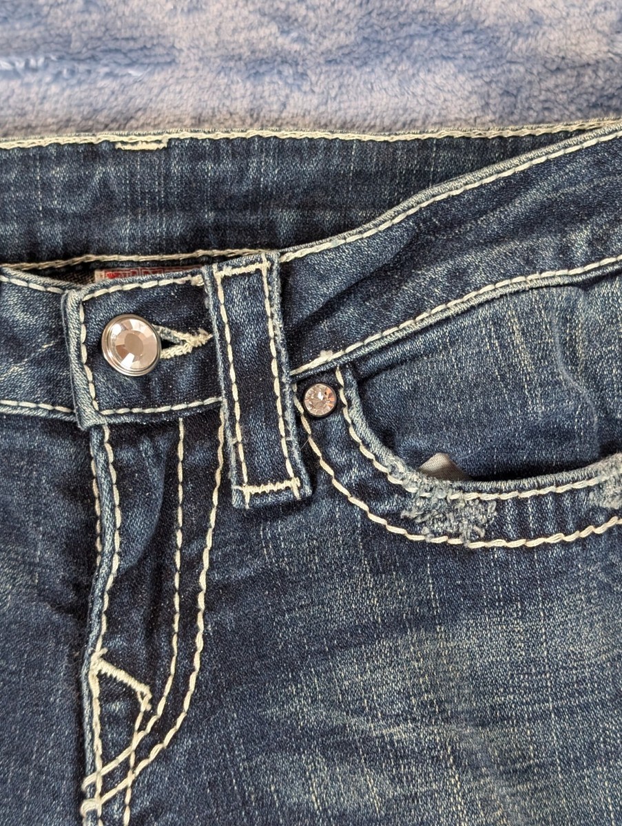 True Religion Disco Julie Big T Jeans Sz 27 Dark Wash