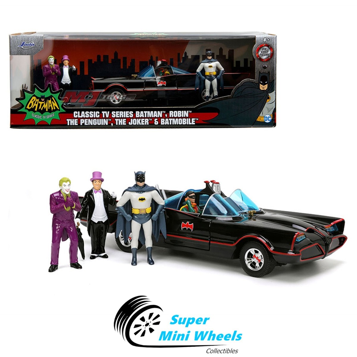Jada 1:24 1966 Classic TV Series Batmobile w/ Batman, Robin, Penguin, & Joker Jada 1:24 1966 Classic TV Series Batmobile w/ Batman, Robin, Penguin, & Joker