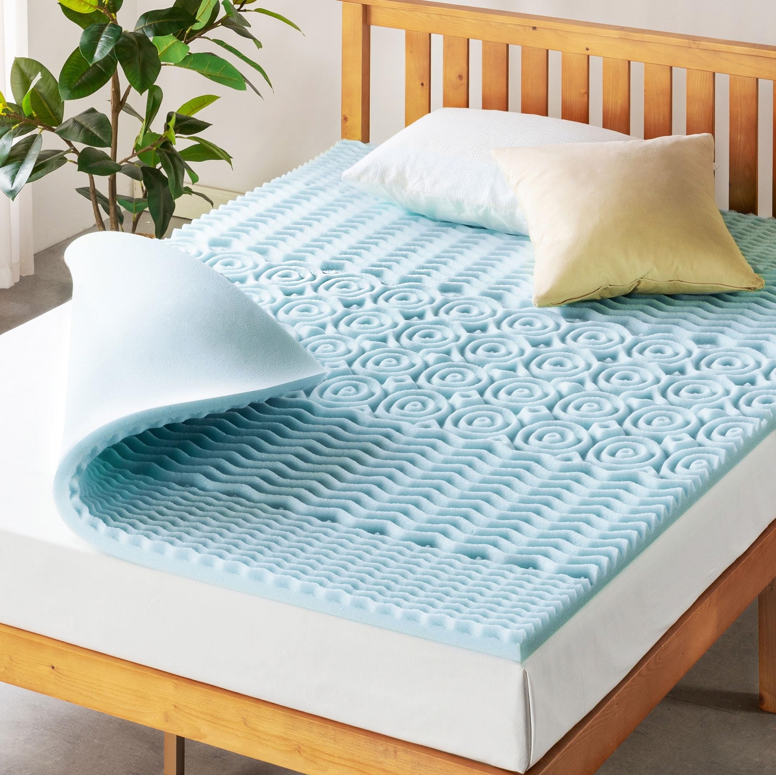 Mellow 1.5 Inch 5-Zone Memory Foam Mattress Topper, Cooling Gel Infusion, Que...