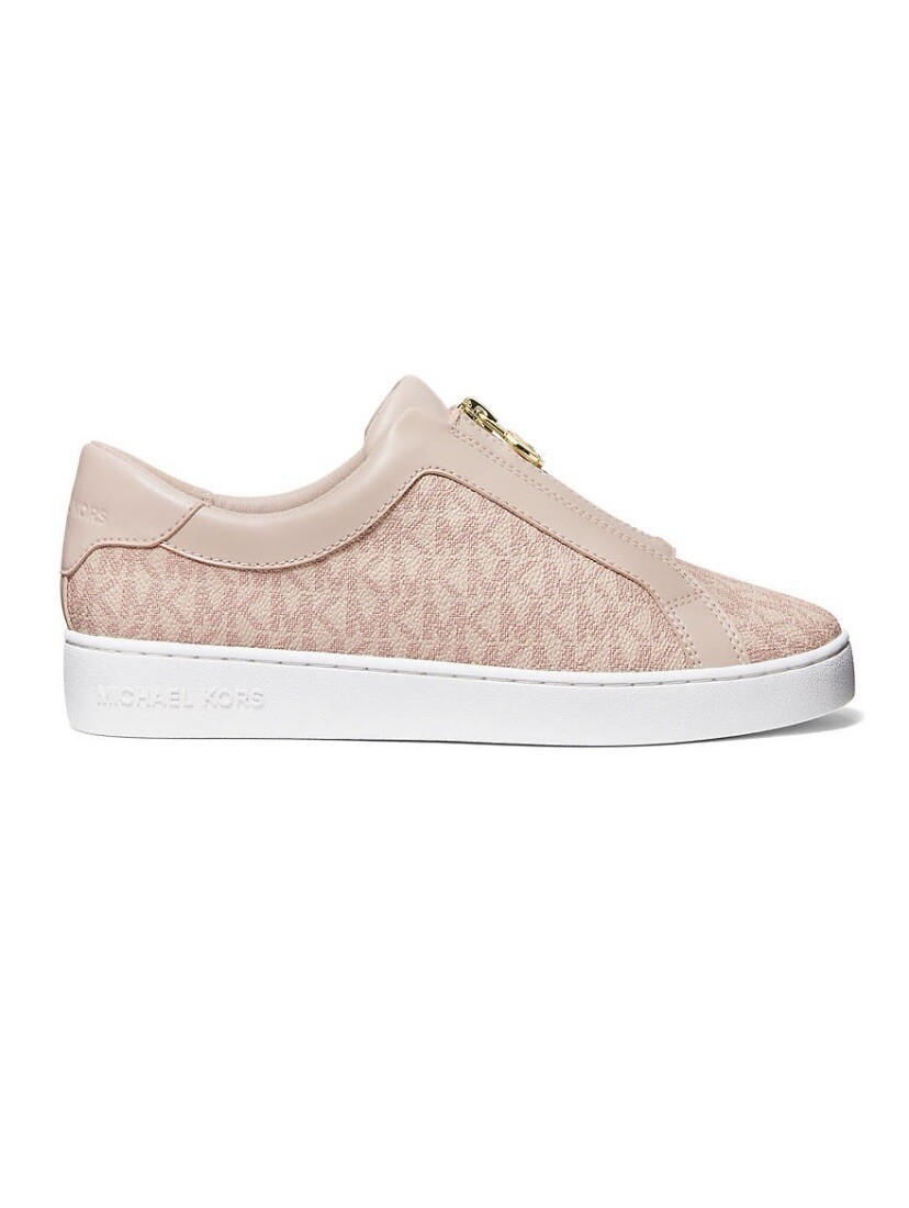 Michael Kors Keaton Zip Slip On Sneakers MK Logo Light Pink Ballet