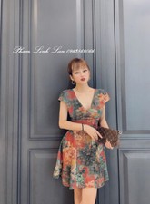 Summer floral Printed Mini Fit and Flare Dress Size Small