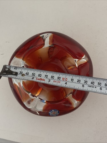 Vintage Soga Glass Japan Art Glass Heavy Ashtray Bowl 914g Retro Art Deco - Picture 8 of 9