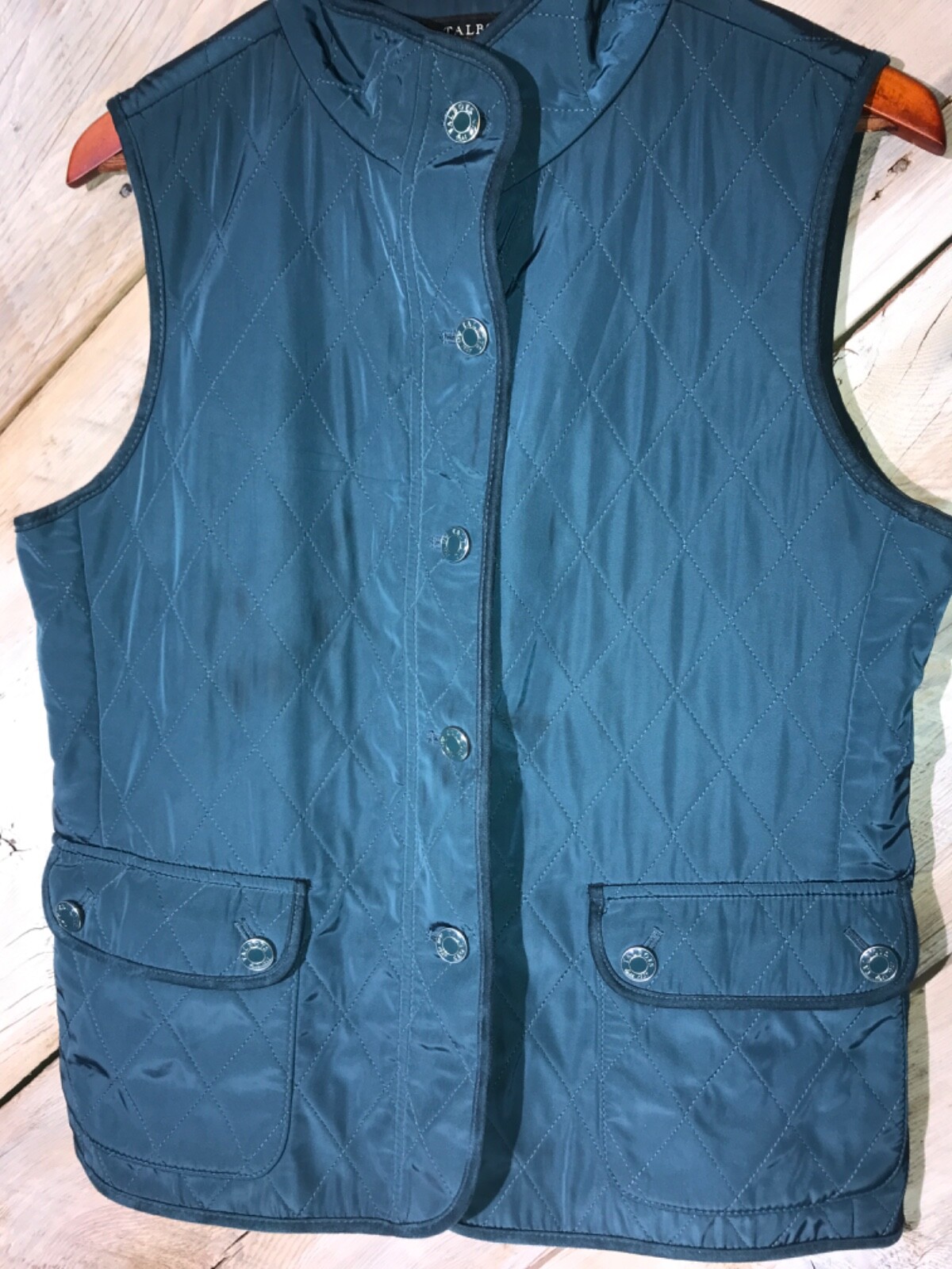 Talbots quilted button down fleece lined vest siz… - image 1