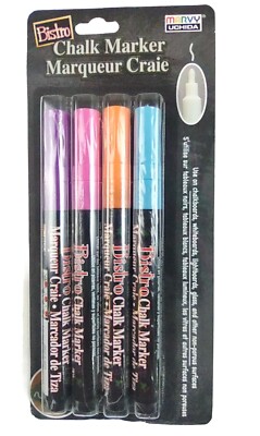Marvy Uchida Bistro Chalk Markers Set-B Fine Tip 4/Pk Writing School Art Office