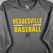 Hedgesville Eagles Baseball Shirt Mens Medium Gray Lightweight Preformance Logo