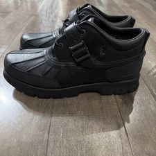 Polo Ralph Lauren Oslo Low Hydroguard Waterproof Leather Men's Boots Black SZ 14