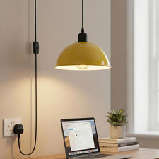 Plug In Pendant Light  Vintage Metal Hanging Lamp E27 4.5 M Adjustable Switch UK
