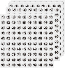 Silver Consecutive Number Stickers 1 to 100, 0.4 Inch round Small Number Sticker