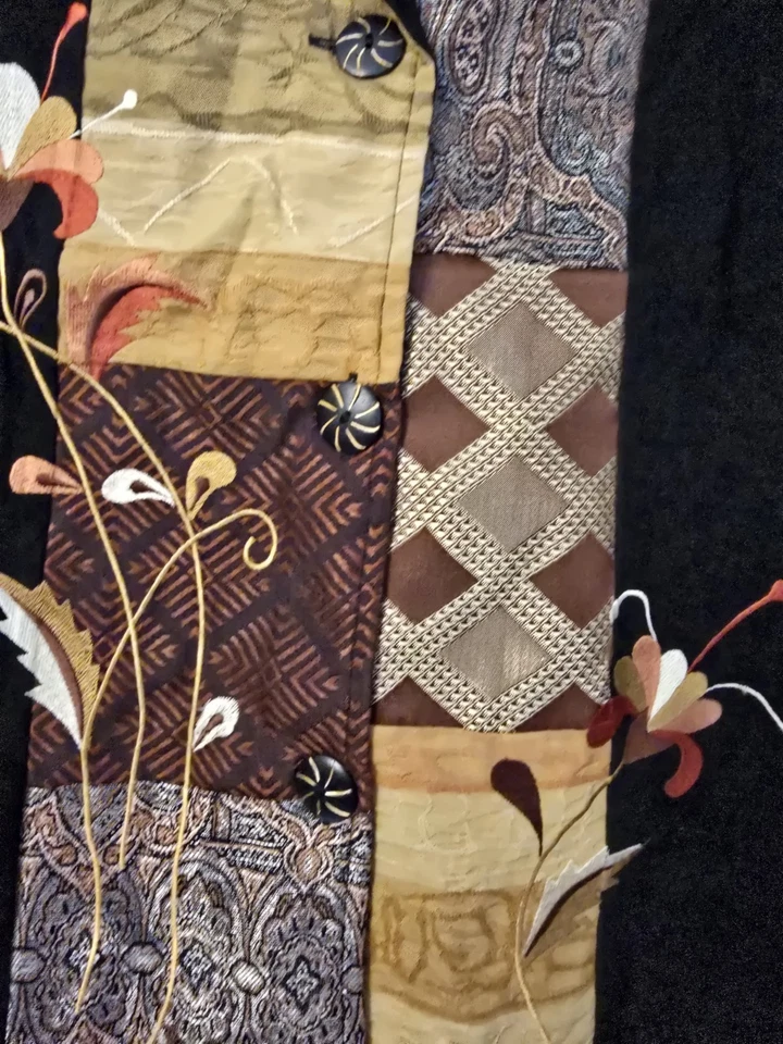 Conjunto de chaqueta y falda Indigo Moon tapiz de retazos floral sensación de terciopelo talla 14  Foto 4 de 4