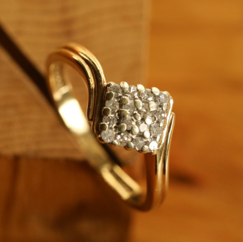 Bypass Ring with Diamonds