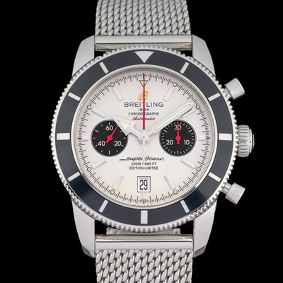 Breitling SuperOcean Heritage Chrono A23320 White 46mm 125th Anniv. Watch + B&P