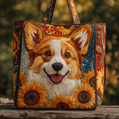 Personalized Corgi Dog Puppy Pet Lovers Quilted Tote Bag Gift
