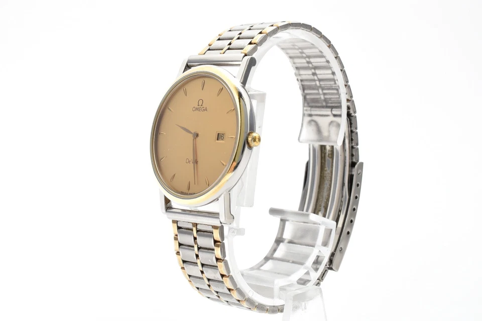 ▶️Винтажные кварцевые мужские часы OMEGA De Ville 32 мм золотой циферблат двухцветные [Exc+5] - Изображение 3 из 4