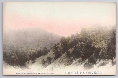 Japan Postcard Mt Kasuga from Wakakusa-Yama Nara Landscape Hand Tinted c1910