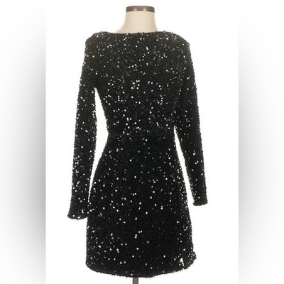 Mable Black Sequin Long Sleeve Dress