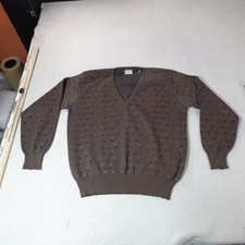 Vintage Maglificio Florence Sweater Mens Large Brown Knit V Neck Grandpa Italy
