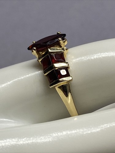 Anillo de compromiso de boda promesa de boda de oro amarillo de 14k granates talla 9 3,19 gramos - Imagen 3 de 9
