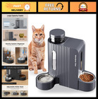 Automatic Cat Food Feeder & Water Dispenser Set - Stainless Steel, 0.8 Gallons x