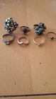 LOT OF 7 VINTAGE GOLD TONE COSTUME  JEWELRY RINGS.