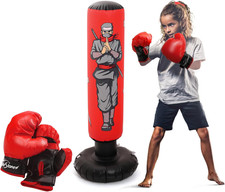 47" Kids Punching Bag with Boxing Gloves&ndash; Inflatable Boxing Bag for Boys & Girls
