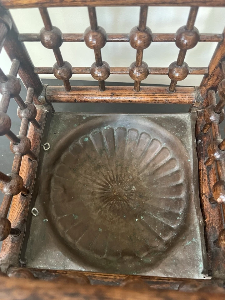 ANTIGA BOLA ESTÉTICA DE CARVALHO E VARA DE MADEIRA CURVA GUARDA-CHUVA/SUPORTE DE BASTÃO DE CAMINHADA - Imagem 3 de 4