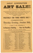 1879 Broadside for a Three Day Art Auction in Santa Cruz, California