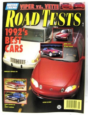 MOTOR TREND Road Tests Magazine USA 1992 Best Cars Lexus Cadillac FORD ++