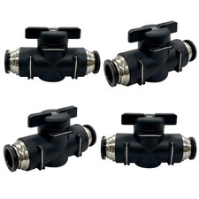 4 Pack Pneumatic Ball Valve 1/2 x 1/2 OD Push to Connect Straight Union Shutoff