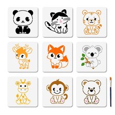 MAYJOYDIY 9 Styles Cartoon Animal Stencils 7.8x7.8inch Small Animals Stencil...
