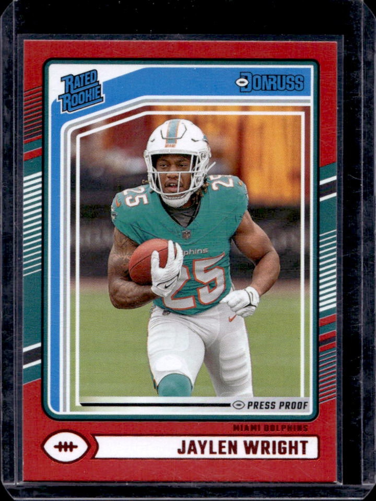 2024 Donruss Jaylen Wright Press Proof Red Rated Rookie #344 Dolphins