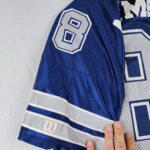 Vintage 90s Dallas Cowboys Jersey Mens Lg Blue #8 Troy Aikman Wilson Made in USA - Picture 3 of 16