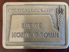 Vintage North Dakota Soil Conservation Belt Buckle Silver
