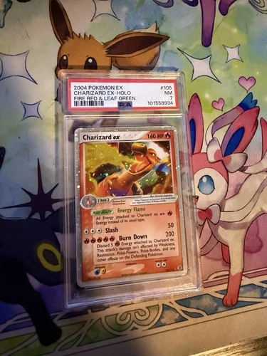 Pokemon Charizard EX Holo Card 105/112 Ultra Rare Fire Red Leaf Green PSA 7 NM