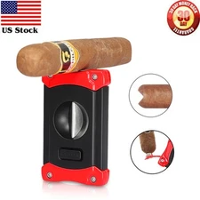Galiner Cigar Cutter Puncher Stainless Steel V-Cutter Cigar Retro Style Red Gift