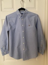 Polo Ralph Lauren Blue Oxford Cloth Button Down Shirt Boys 12 Classic Fit Pony