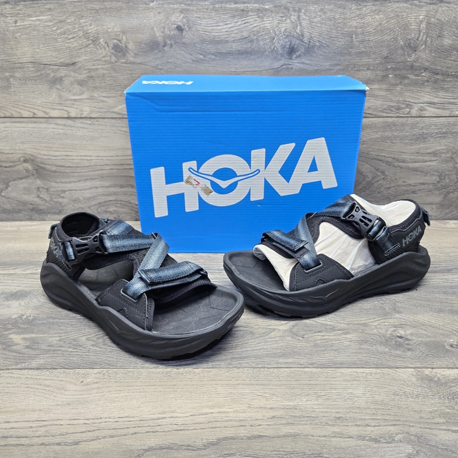 HOKA Infini Hike TC Hiking Strap Sandal Men's Size Black Gray Lightweight