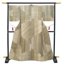 Shike-dyed Kimono New Pure Silk Striped Pattern Elegant Design Made in Japan