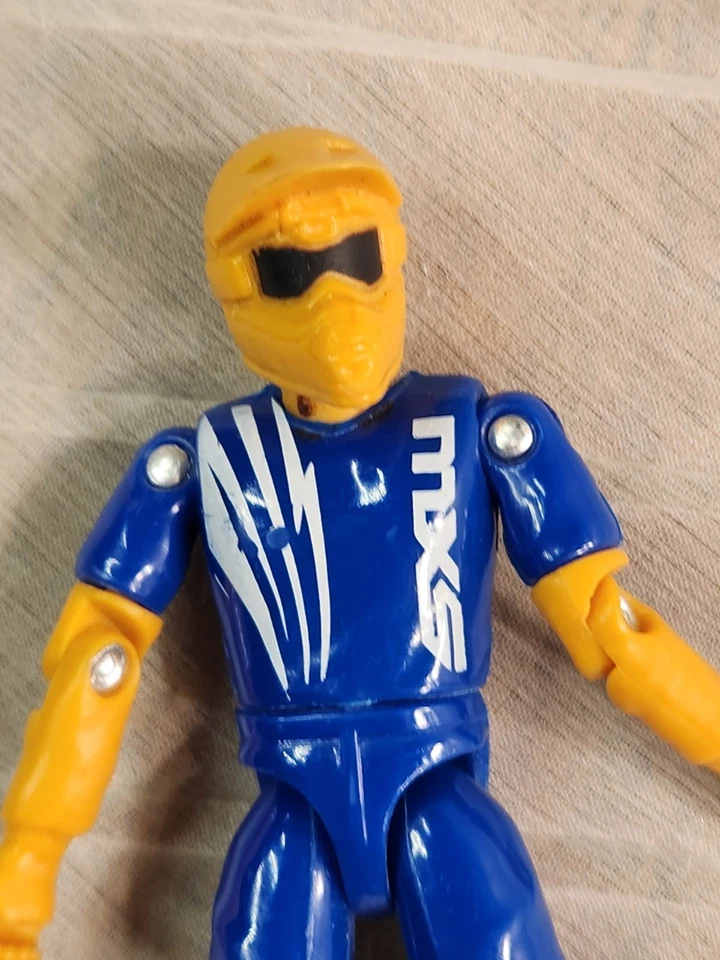 Road Champs MXZ Motocross Rider Figura Azul Amarillo 4" Años 90 Juguete Articulado (Loo Foto 4 de 4