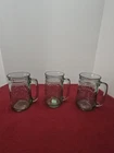 3-Vtg COCA COLA Green Indiana Glass Mugs Coke Logo Heavy Embossed Handled 5 1/2"