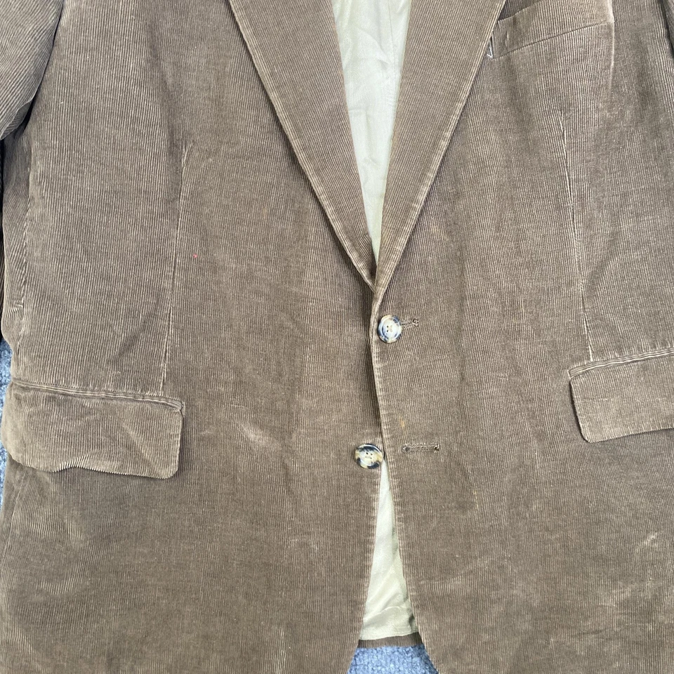 Blazer Vintage Polo University Club Para Hombre Grande Marrón Pana Hecho en EE. UU. Años 80 Foto 4 de 4