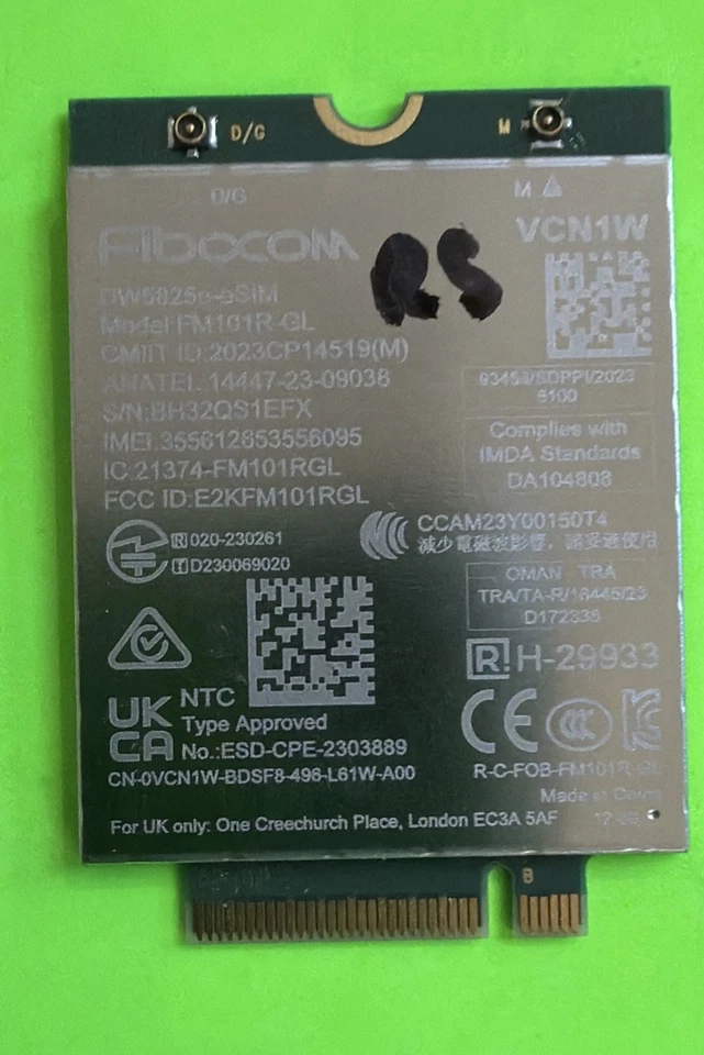 NEW Dell DW5825E ESIM Broadband 4G Wireless WAN Card Snapdragon X12 - VCN1W W60 - Image 1 of 1