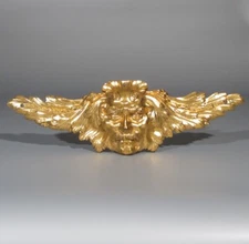 Antique French Gilded Bronze Pediment Furniture Decoration, Head of a Gaul