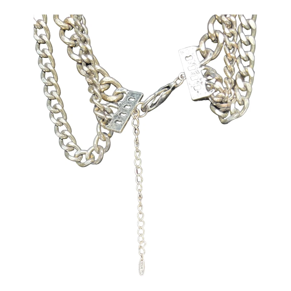 Collar de piedras preciosas de cristal y cadena de plata multicapa broche de langosta 21,5" de largo Foto 4 de 4